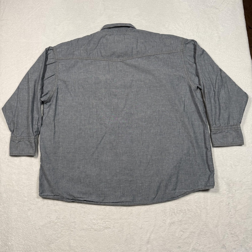 Key Shirt Mens 3XL Gray Western Pearl Snap Button Down Long Sleeve Workwear - Picture 6 of 10